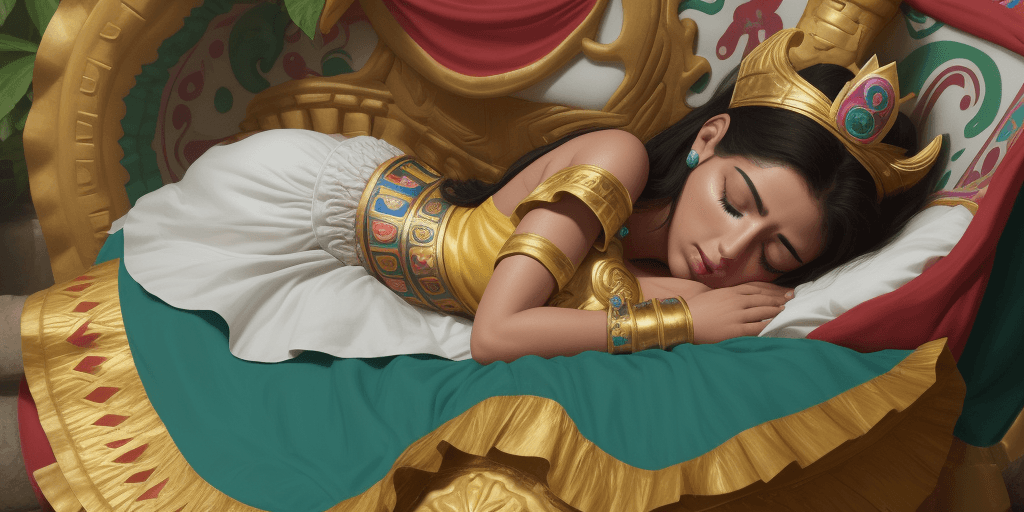 AI generated: princesa azteca hermosa durmiendo boca arriba