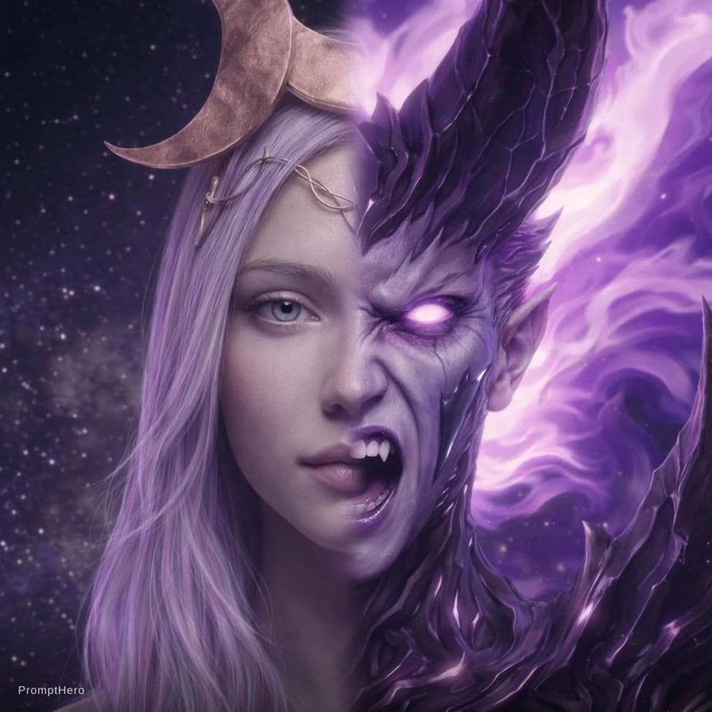 AI generated: Let the faces blend together organically, as if they were one.