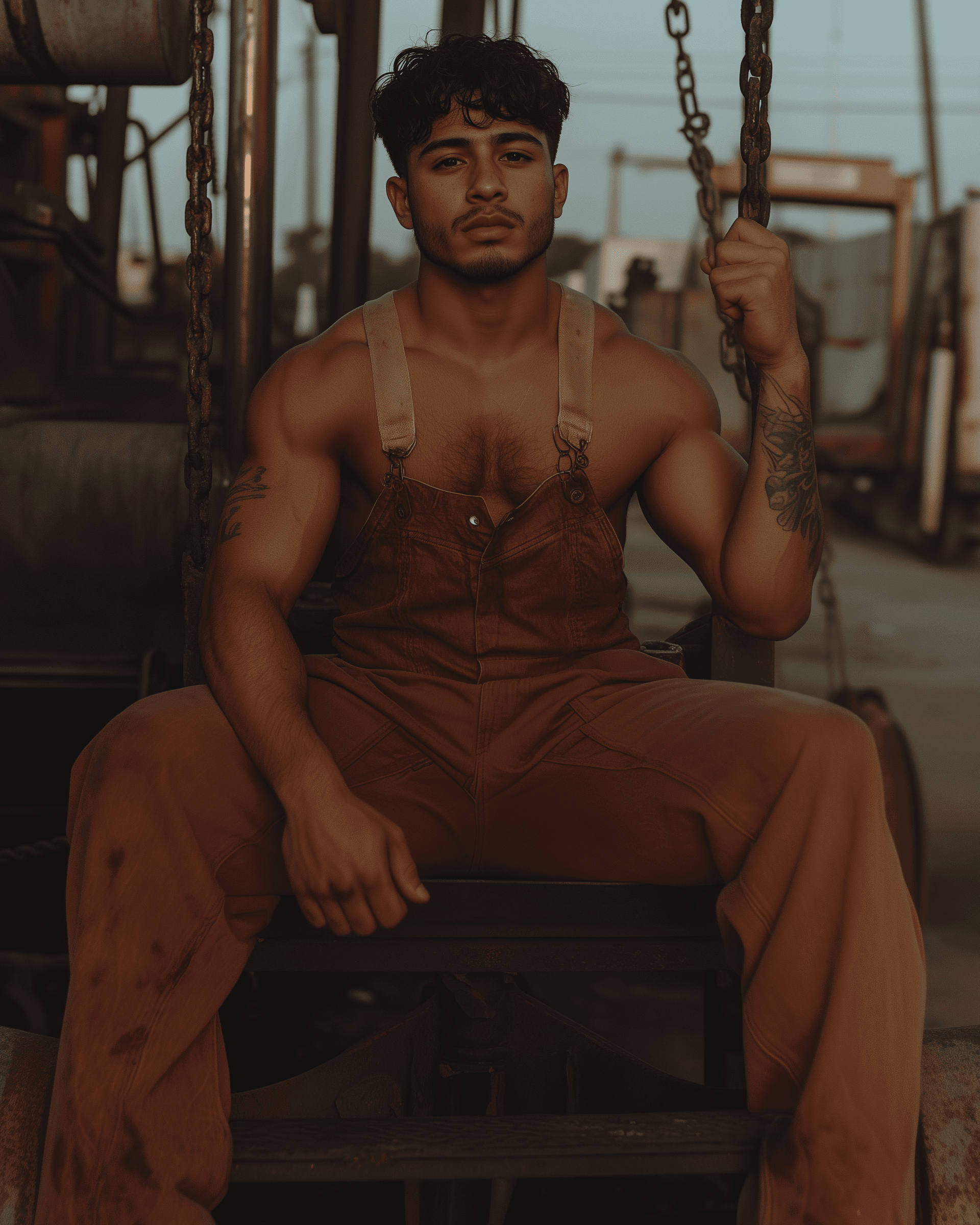 AI generated: head to toe shot, show legs, perfect eyes, a young man flexing his biceps, head to toe shot, showing...