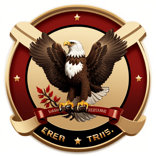 AI generated: Graphic logo of a treiner company, eagle, modern, classy, high end, red and gold --s 50