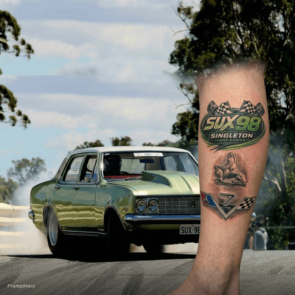 AI generated: Full calf tattoo