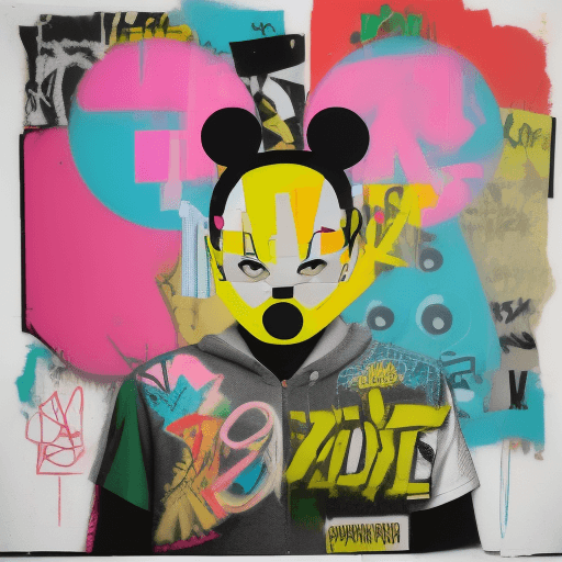 AI generated: A mid-century modern collage, made of random graffit marker tags, fonts shaped from fashion and scie...