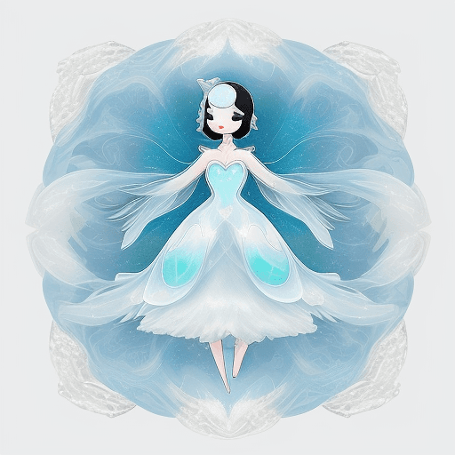 AI generated: painting of an abstract ethereal semi-transparent iridescent penguin in a dress in the style of Jane...