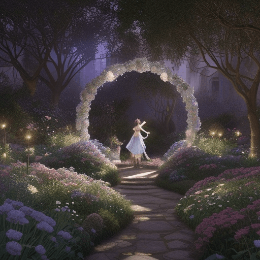 AI generated: Sparklecore Garden, Moonbeams, Shining Flowers, Enchanting Moonbeams, Botanical Scene, glistening Mo...