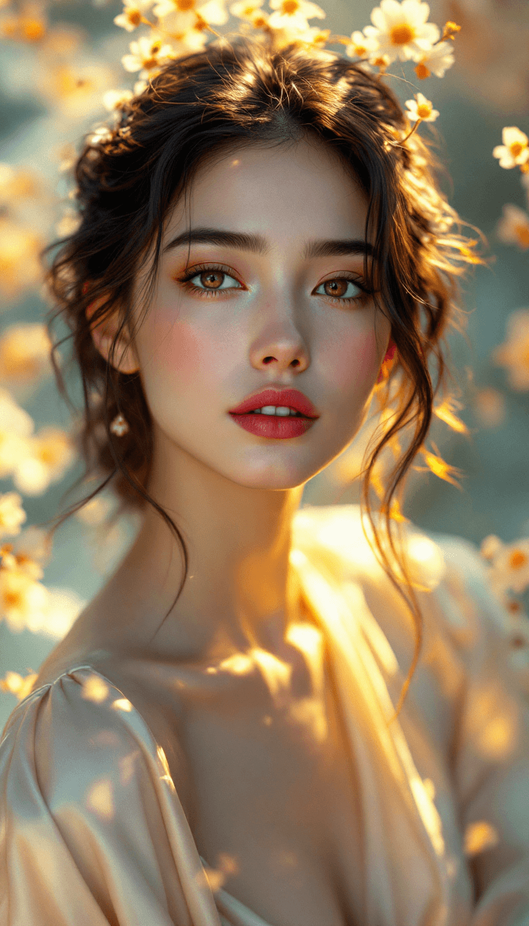 AI generated: A stunning, painterly fine-art portrait of a luminous individual, their presence radiating warmth, g...