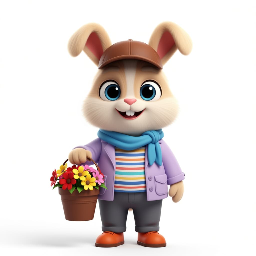 AI generated: A cute cartoon dog character, full body, standing pose, big round expressive eyes, friendly smiling ...