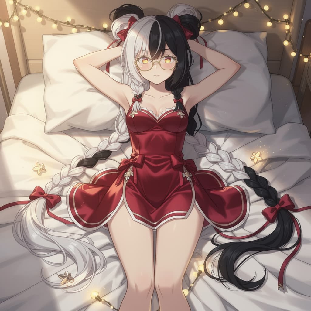 AI generated: The image is a vertical, high-quality semi-realistic (2.5D) anime illustration of a voluptuous young...