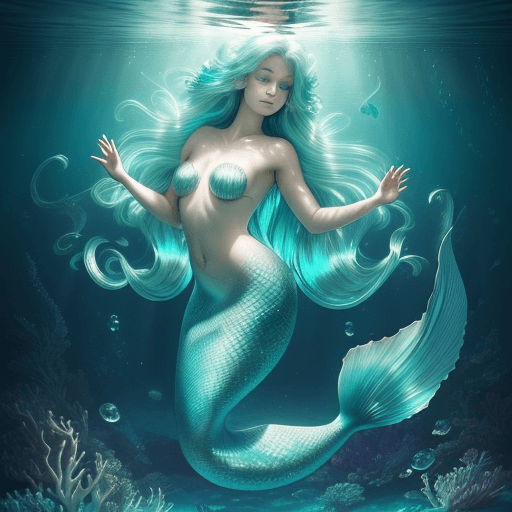 AI generated: Imagine an enchanting underwater world bathed in the soft, ethereal glow of sunlight filtering throu...