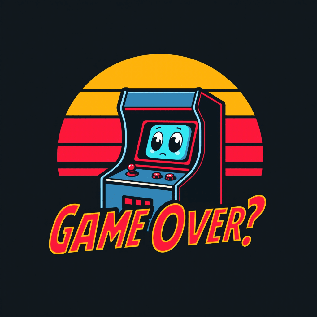 AI generated: T-shirt Graphic - Vintage Arcade: "Retro 8-bit pixel art graphic of a classic arcade game character ...