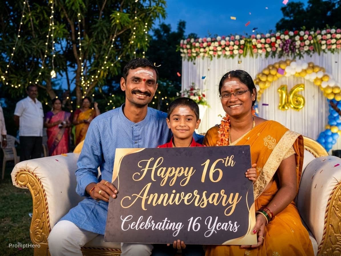 AI generated: Happy Anniversary celebrating 16 
year