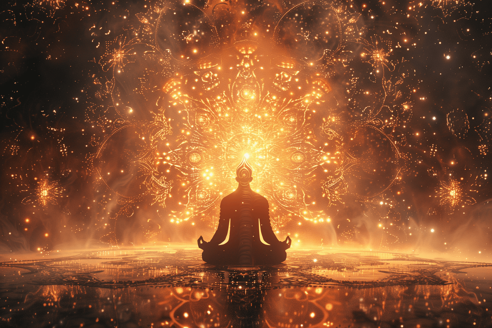 AI generated: divine entity surrounded by intricate patterns and celestial lights --ar 3:2 --v 6.0 