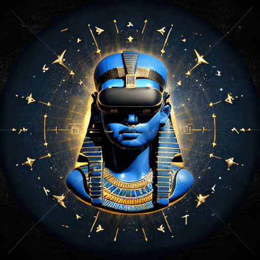 AI generated: deeply carved Egyptian hieroglyphic depicted in ancient dark blue stone of an Egyptian god wearing a...