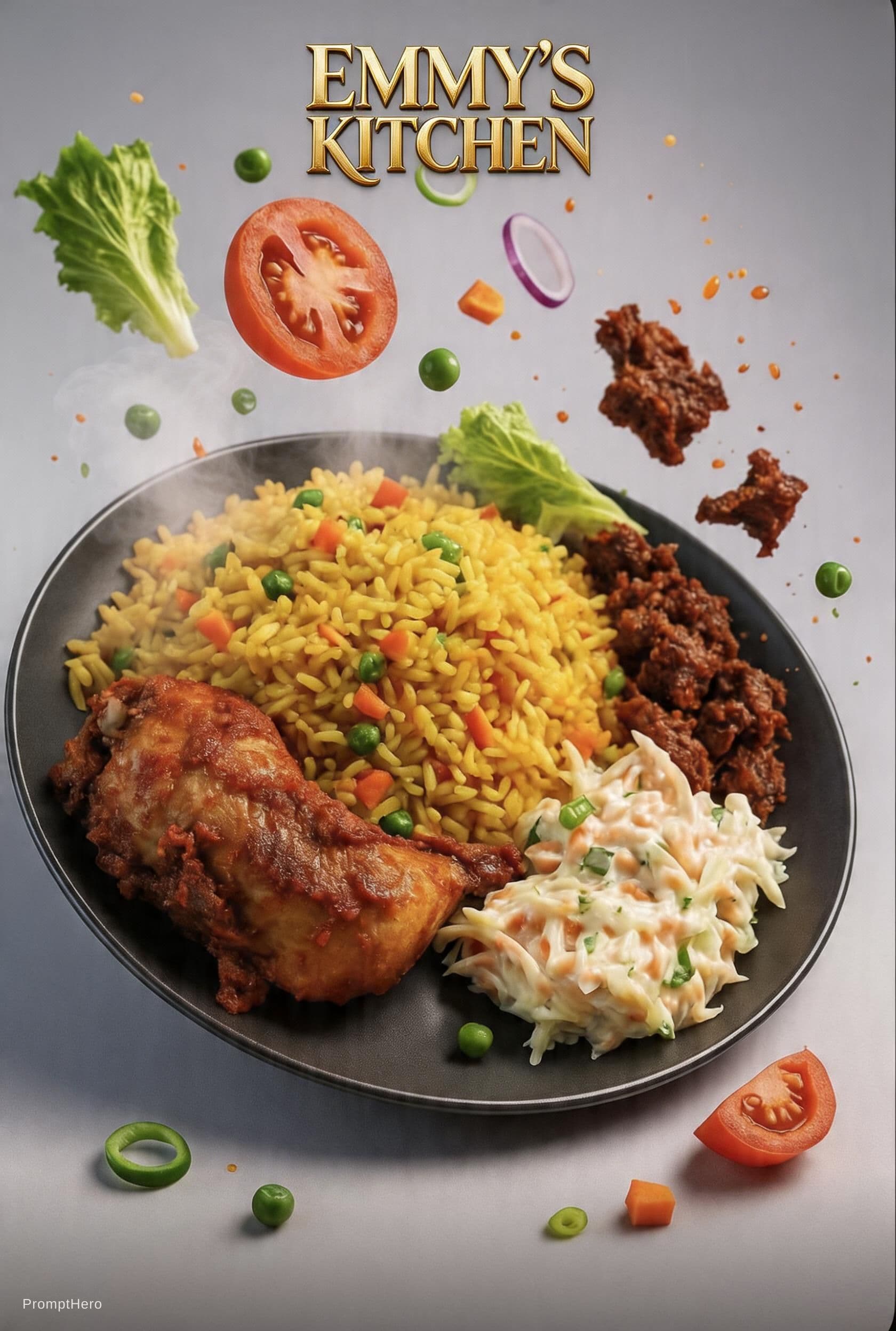 AI generated: Use the uploaded image as a reference to generate a Cinematic 3D action-packed luxury food advertise...