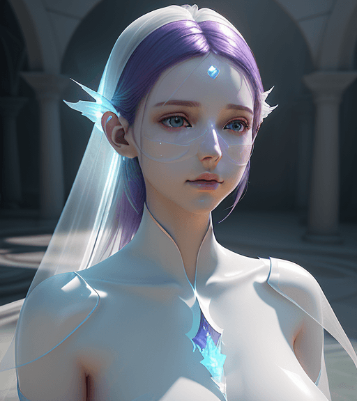 AI generated: ethereal and clean female character Unreal Engine 5, pristine face glass-like face skin quality, rad...