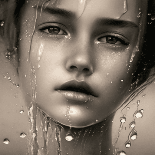 AI generated: a beautiful girl with water drops on her face, in the style of nathan wirth, dean cornwell, toni fri...
