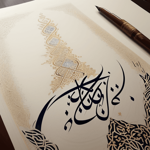 AI generated: Create a beautiful, intricate calligraphy of the name  باب السلام (Bab ul-Islam) in Arabic, using an...