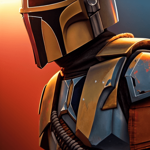 AI generated: mandalorian Din Djarin with Boca Juniors colors armor, dramatic light, pale sunrise, cinematic light...