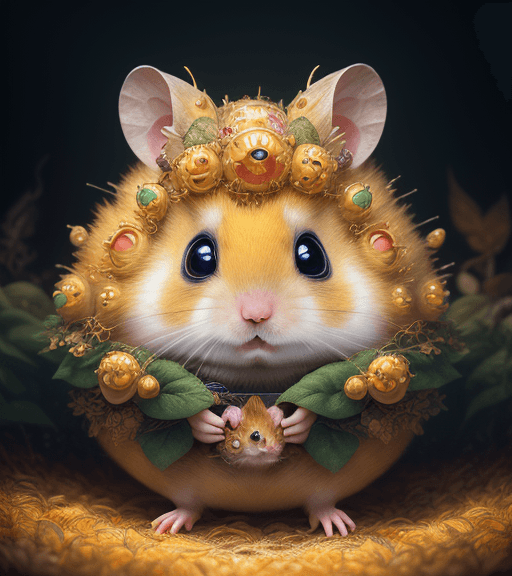 AI generated: very beautiful portrait of an extremely cute and adorable golden hamster, smooth, perfect face, fant...