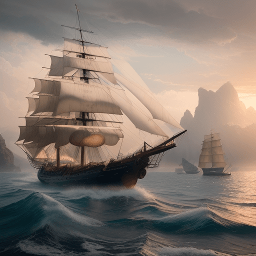 AI generated: Photo of a ultra realistic sailing ship, dramatic light, pale sunrise, cinematic lighting, battered,...