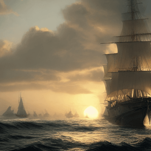 AI generated: Photo of a ultra realistic sailing ship, dramatic light, pale sunrise, cinematic lighting, battered,...