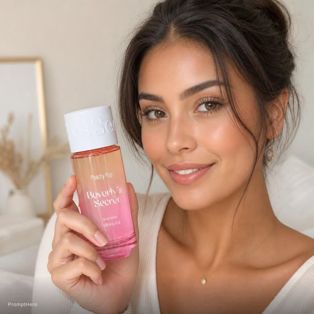 AI generated: beauty woman grab bottle for ugc content