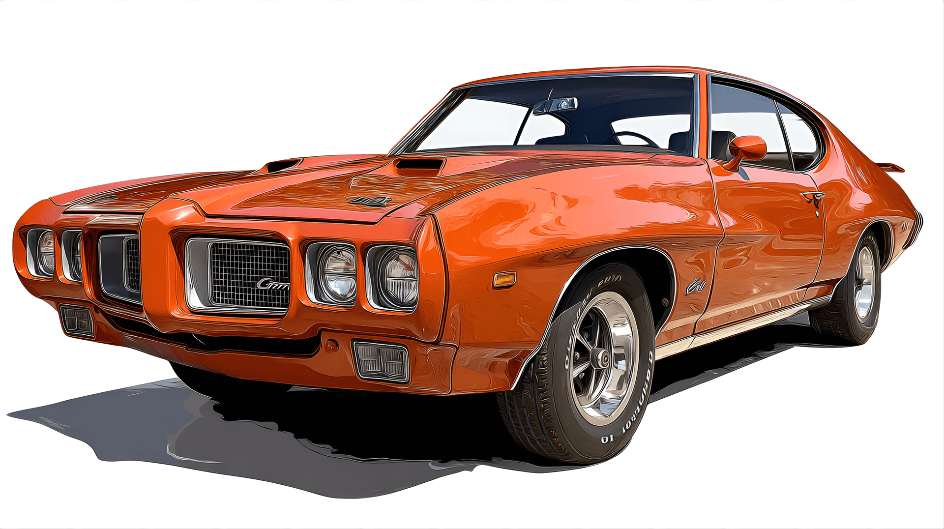 AI generated: stylish 1969 Pontiac GTO Judge, with its aggressive front end, , illustrated as a vintage clipart on...