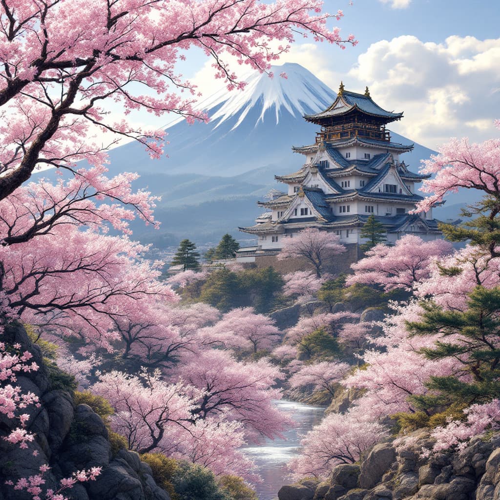 AI generated: Japanese Warlords of the Warring States Period and
The castle and Mt. Fuji The season is spring when...