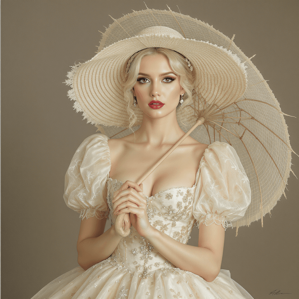 AI generated: An exquisite portrait of a graceful woman, her gaze thoughtful, her eyes rendered with delicate deta...