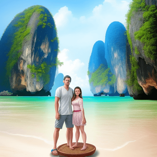 AI generated: Hyper realistic photo of a couple on vacation in Thailand 