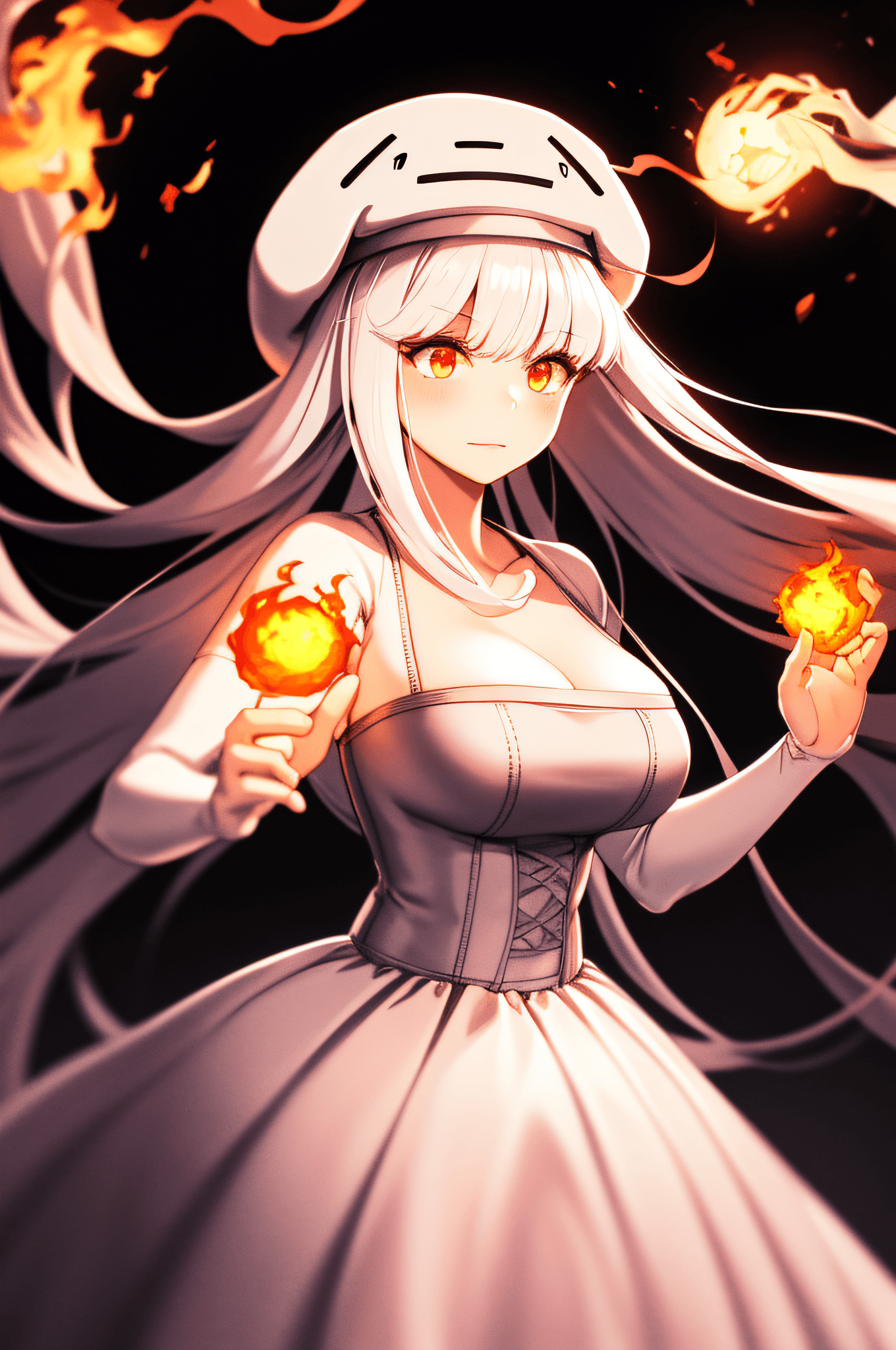 AI generated: Highly detailed, High Quality, Masterpiece, beautiful, Ghast-chan, dress, white dress, solo, 1girl, ...