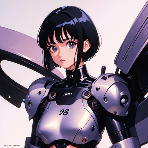 AI generated: 1girl, solo, anime, (1990s art style:1.3),cyborg, masterpiece, best quality, highly detailed, detail...