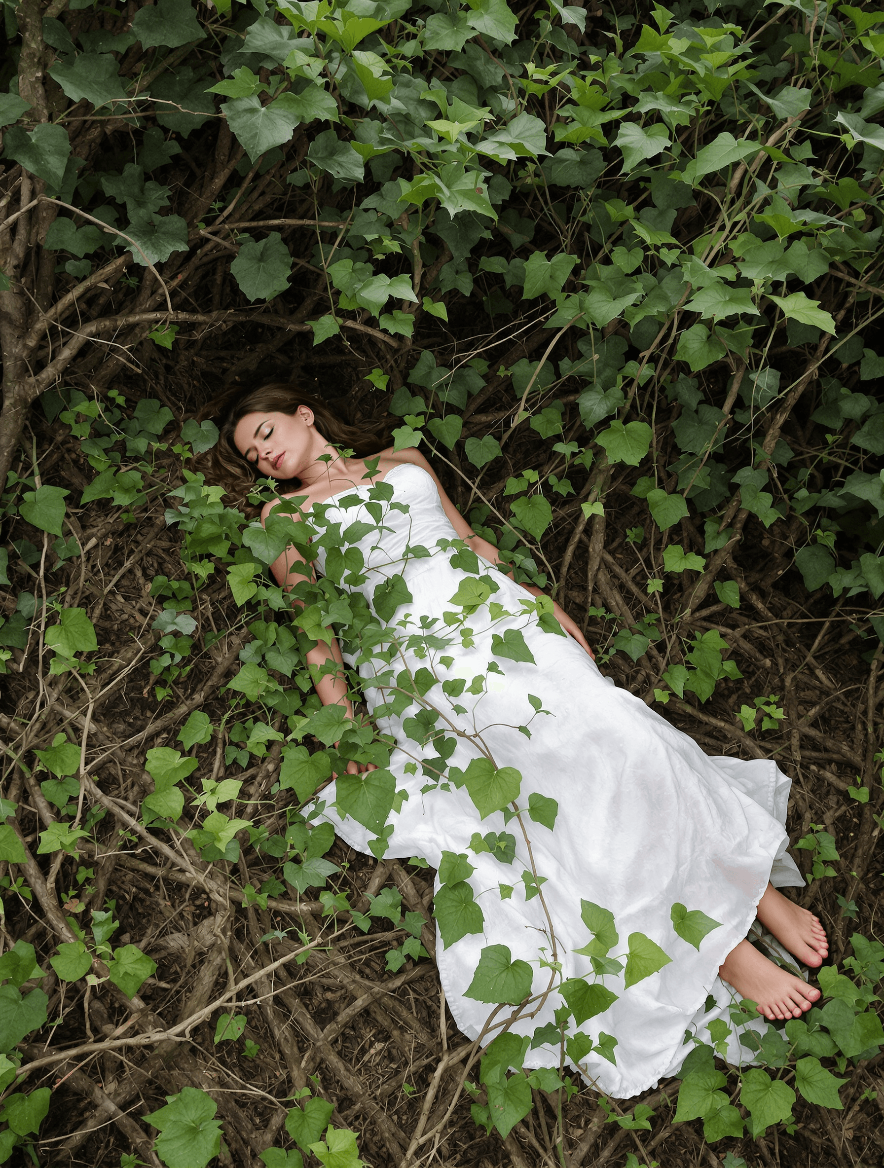 AI generated: In the roots of the grasses and the sorrels, I laid my body low; and the pearl-pale lady Niam lay by...