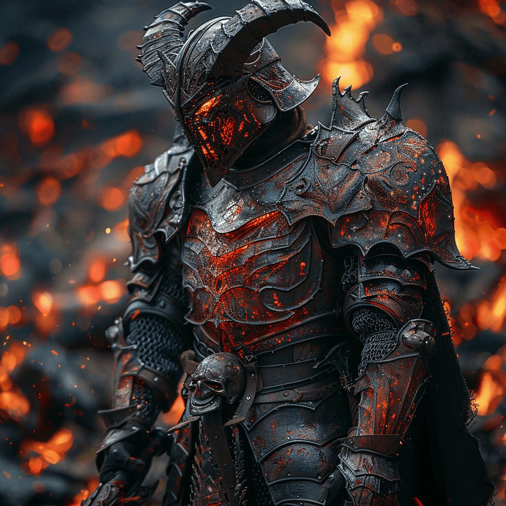 AI generated: full body action shot, a man who is a paladin in hell, in the style of james cameron, dnd characters...