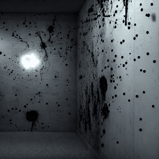 AI generated: wall with Bullet holes,black scratches،blood drops on wall, cinematic lighting, trending on artstati...