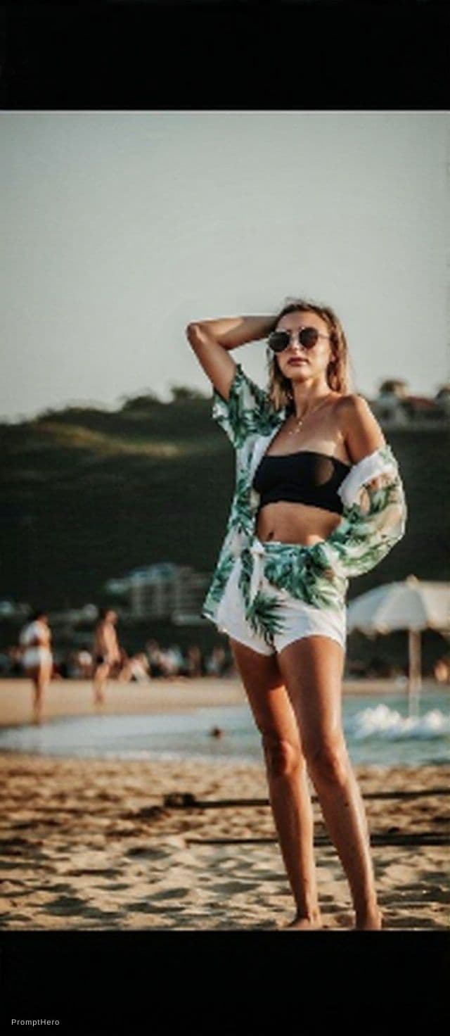 AI generated: Remove her all clothes and add bikini
