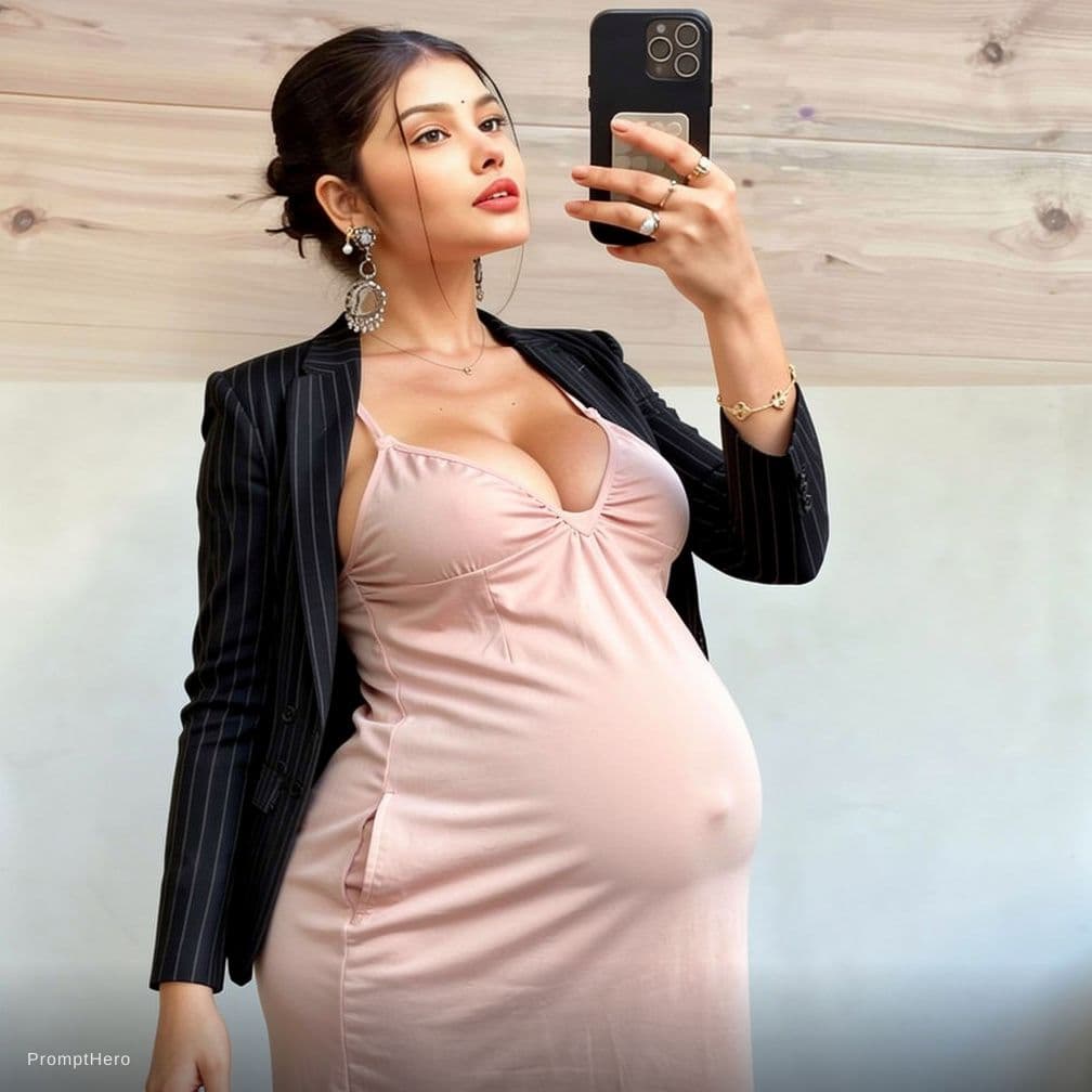 AI generated: Hyper big breast, hyper big pregnant belly, hyper big ass