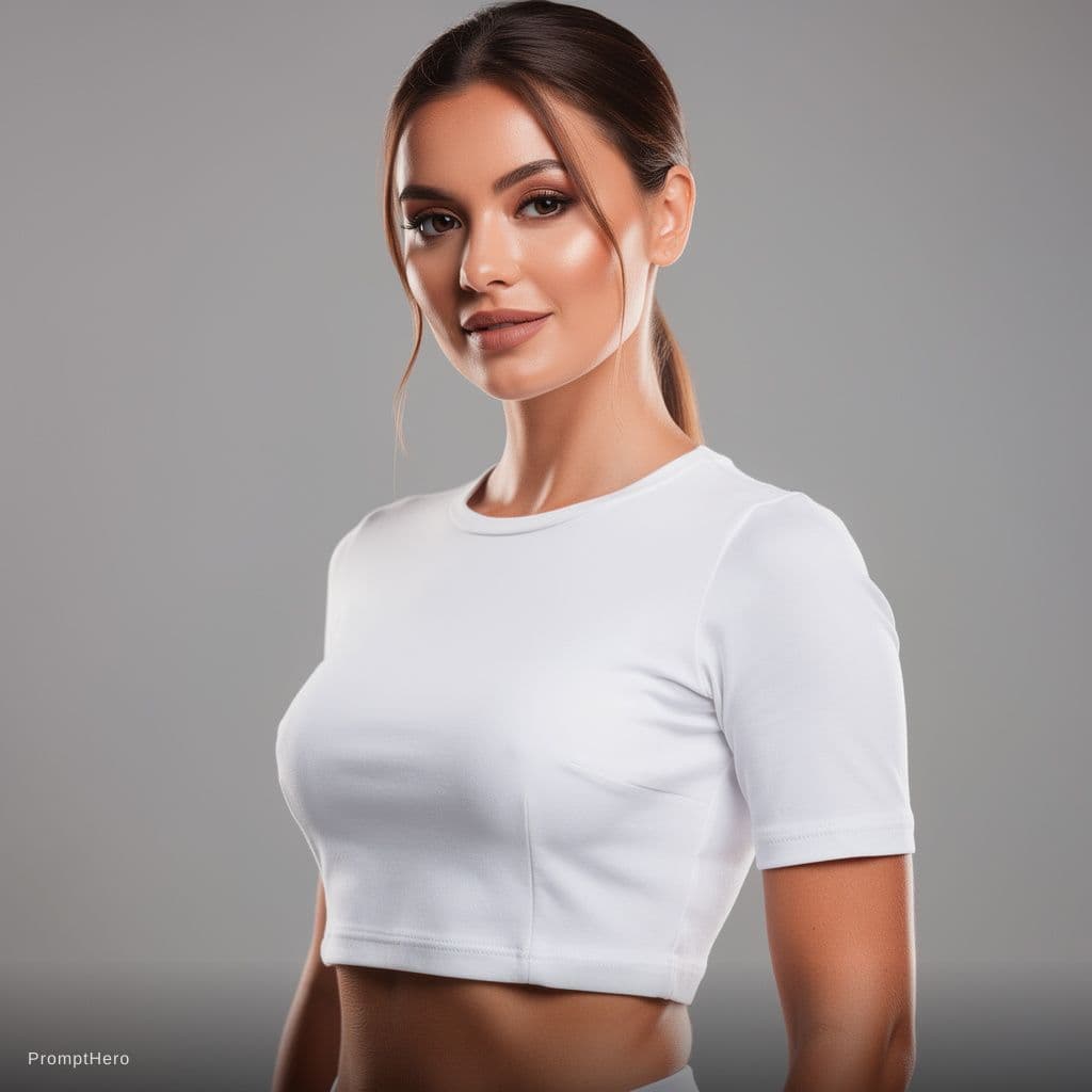 AI generated: Not Sexual big breast with a White small top 