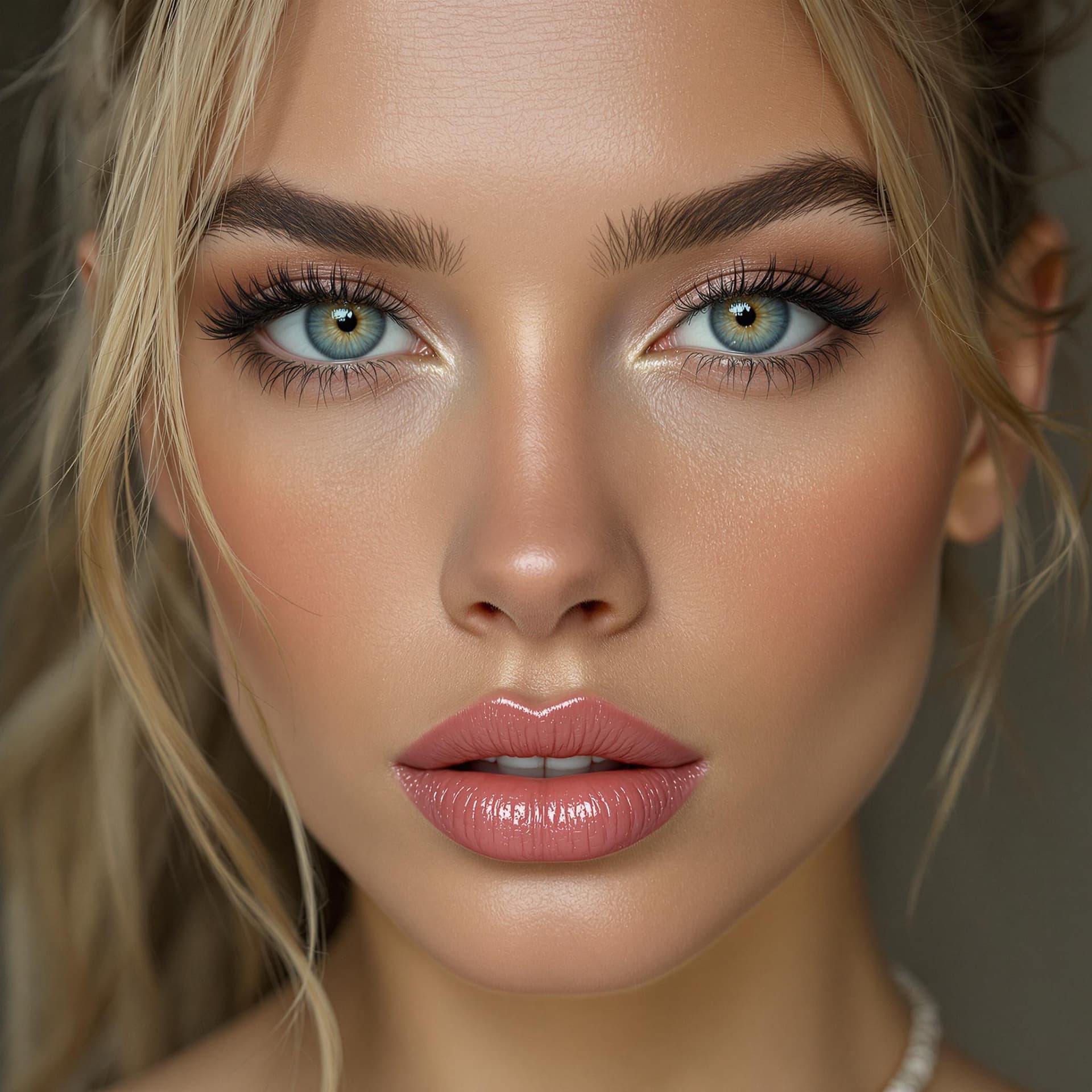 AI generated: Hyper realistic Photograph of a model with Light blue almond shaped eyes,Wide cheekbones,Defined che...