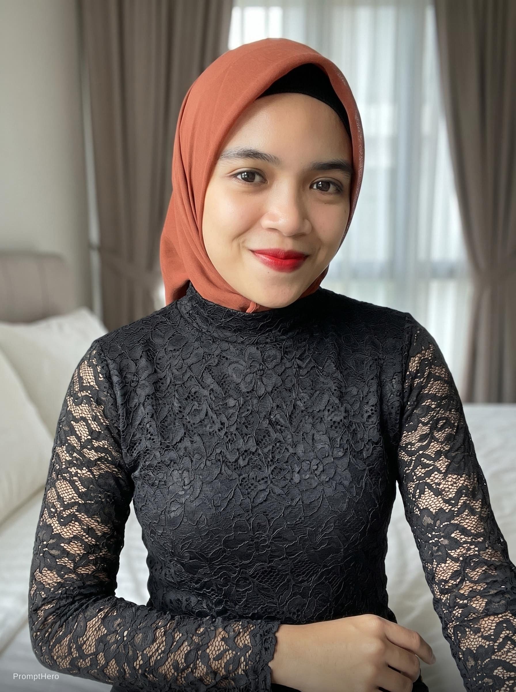 AI generated: She's wearing lingerie lace with hijab 