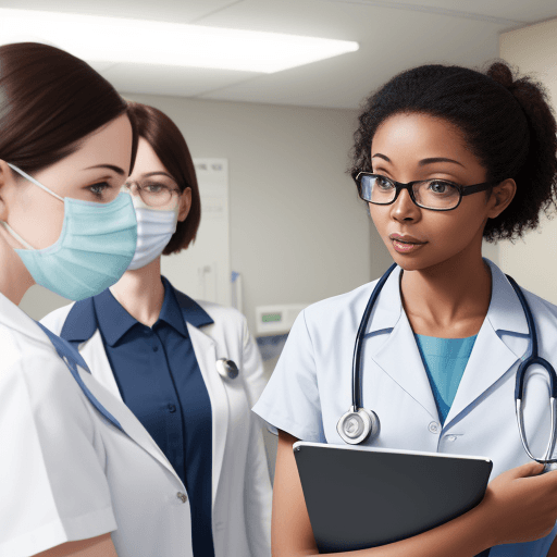 AI generated: healthcare  staff communicate to me in English