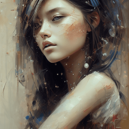 AI generated: an image of a girl with long hair, in the style of russ mills, michael garmash, charming sketches, m...