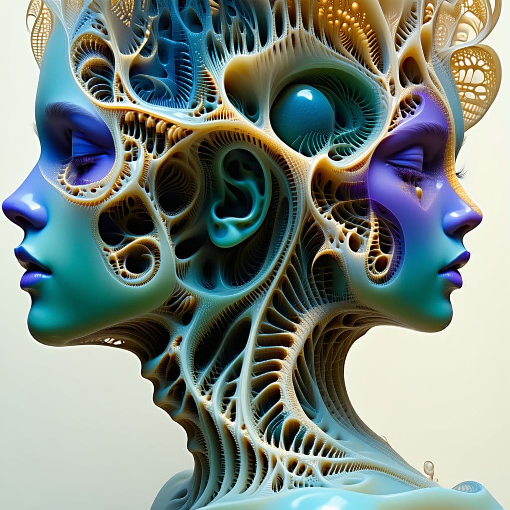 AI generated: Biomorphic anatomical structure, morphing into music in style of Whimsical Gothic Fantasy using Juli...