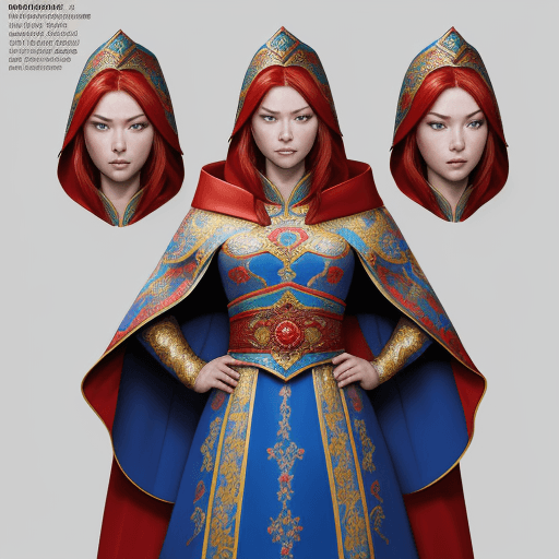AI generated: Comic book Concept Art, a 10 year old protagonist, Mongolian and Bulgarian descendant, red hair and ...