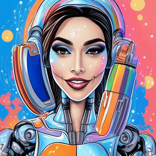 AI generated: una mujer de color arabe muy feliz sonriendo con hojos azules robot