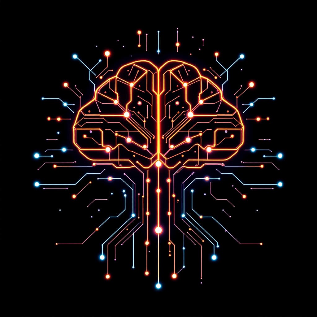 AI generated: Ein futuristisches, minimalistisches Icon, das die Verbindung von Künstlicher Intelligenz (KI) symbo...