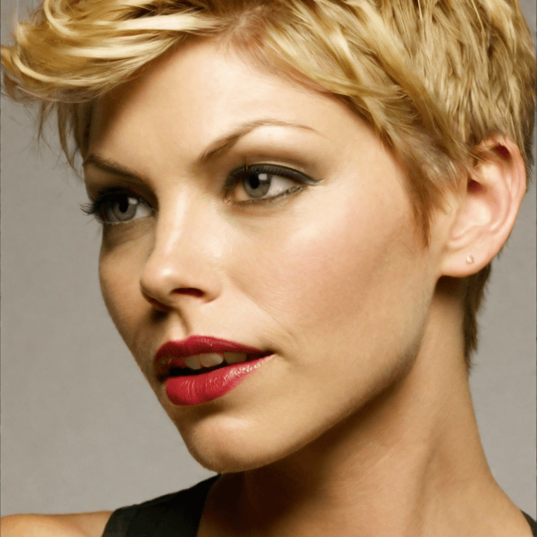 AI generated: A beautiful blode woman with short hair.