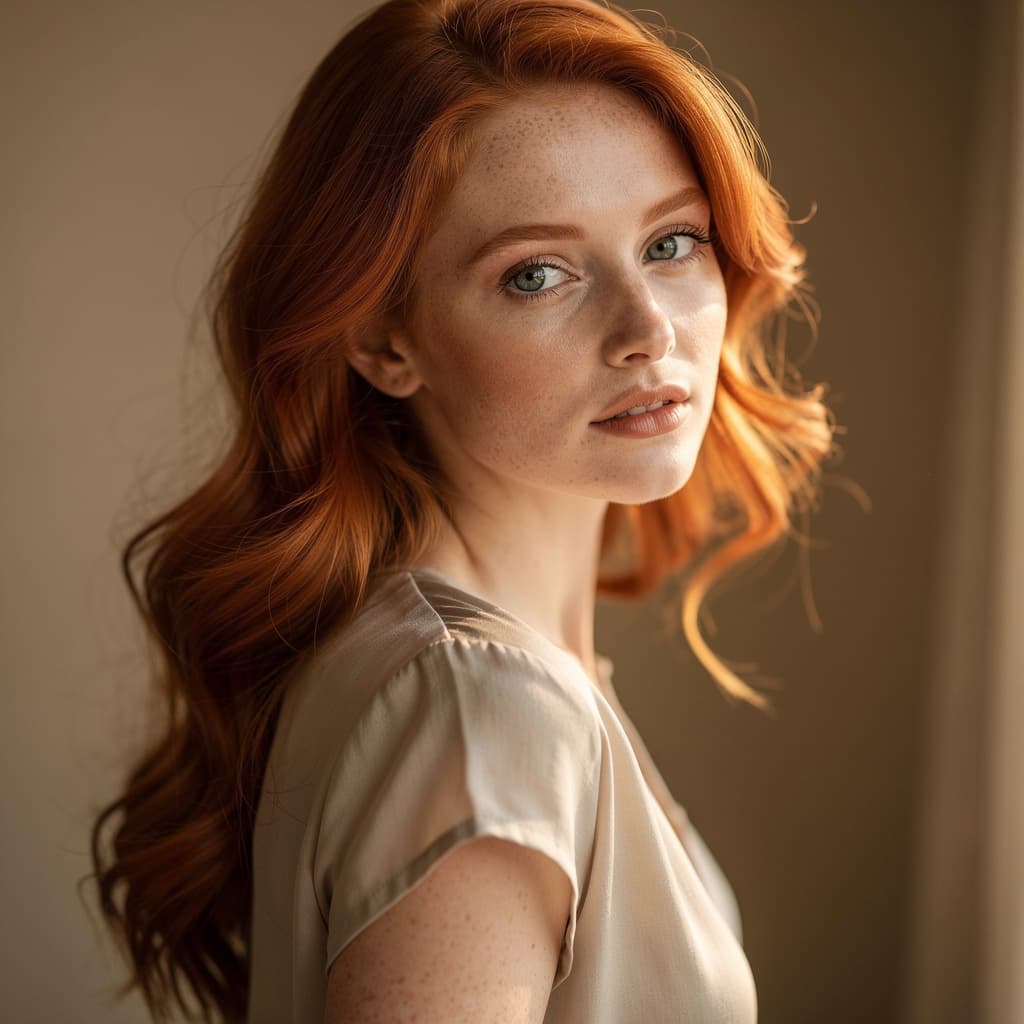 AI generated: beautiful ginger women, 