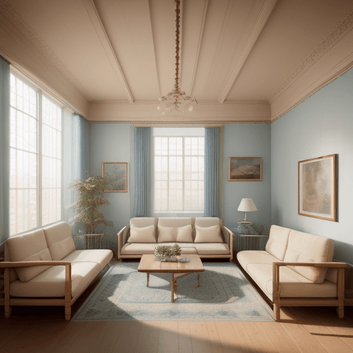 AI generated: High resolution photography interior design, dreamy sunken living room conversation pit, wooden floo...