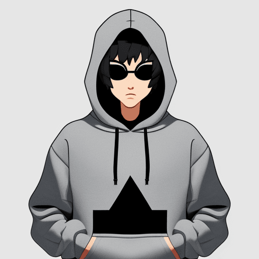 AI generated: Imagine, A character wearing gray hoodie, simple, vector, flat design