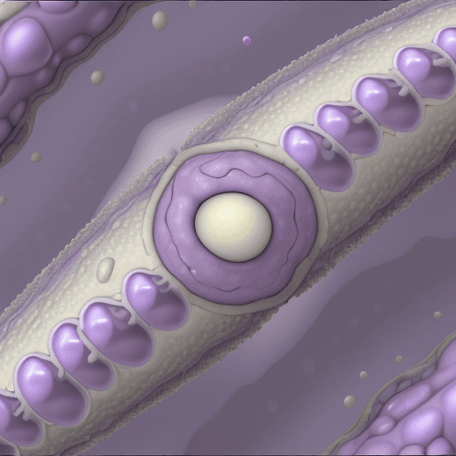 AI generated: "A highly resilient, small rod-shaped bacterium, Bacillus subtilis, with a thick cell wall that stai...